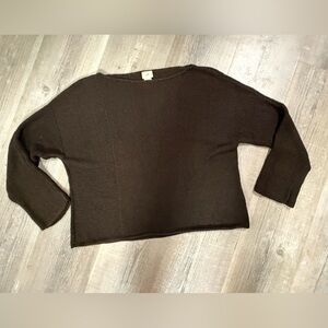 J. Jill Women's Dark Brown Crew Neck Silk Blend Sweater MP
